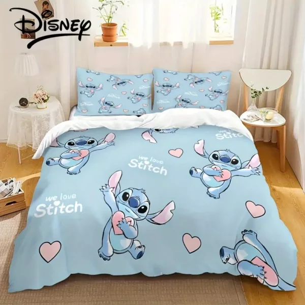 Housse de couette Stitch 3 pièces en polyester doux – thème anime lavable