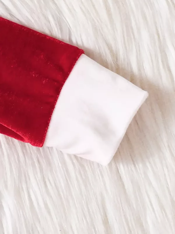 Robe bébé Noël en peluche chaude avec manches longues et bonnet assorti
