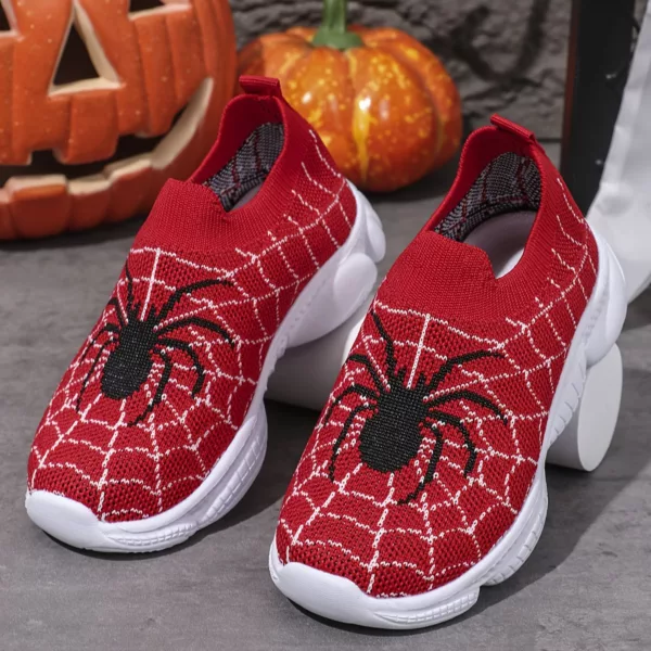 Baskets enfant motif araignée – chaussures à enfiler souples et ludiques