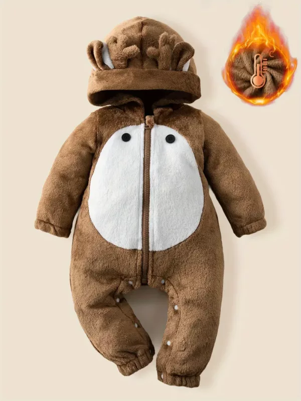 Barboteuse bébé à capuche avec oreilles 3D – motif animal doux et ludique