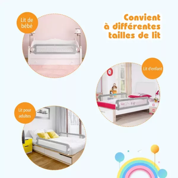 Barrière de lit enfant pliable avec sangle de sécurité – installation facile