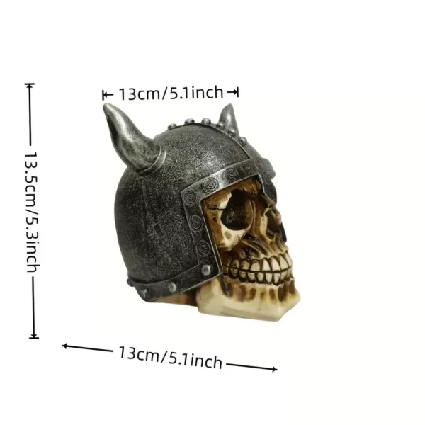 Sculpture crâne viking décoratif – design casque à cornes style médiéval