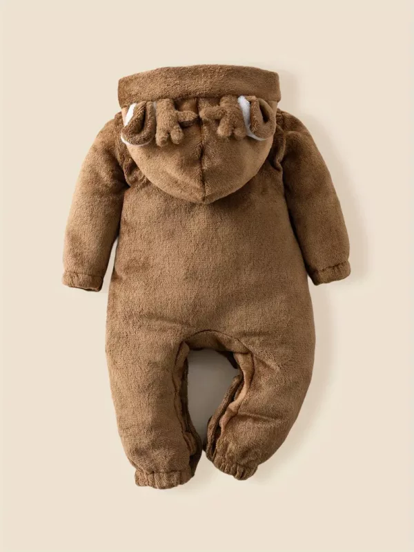 Barboteuse bébé à capuche avec oreilles 3D – motif animal doux et ludique