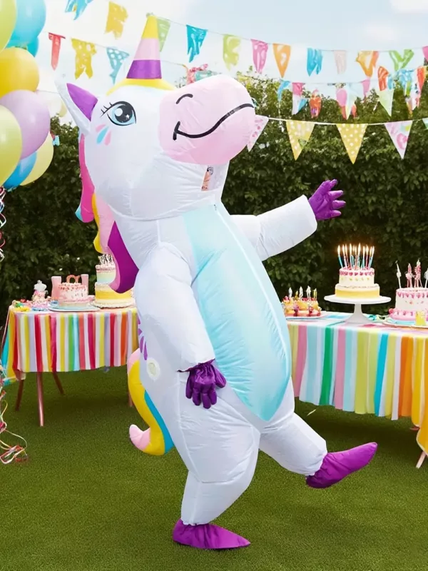 Costume gonflable licorne adulte – design pastel mignon idéal fêtes et Halloween