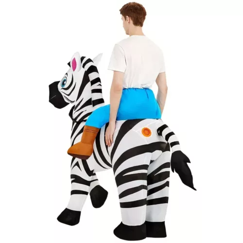 Costume gonflable adulte zèbre à rayures – déguisement humoristique réaliste