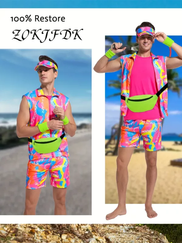 Déguisement vintage homme 6 pièces – Costume années 80 idéal soirée à thème
