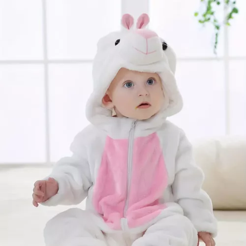 Combinaison bébé hiver doublée chaude – grenouillère doux motif animal avec capuche