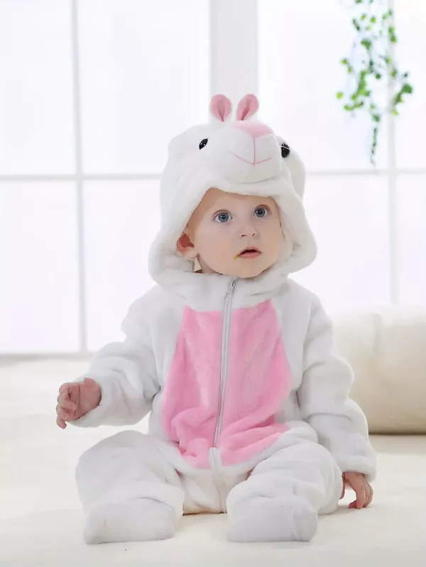 Combinaison bébé hiver doublée chaude – grenouillère doux motif animal avec capuche