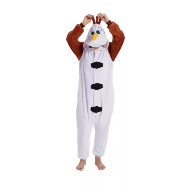 Costume bonhomme de neige Olaf en peluche – combinaison intégrale hiver et fêtes