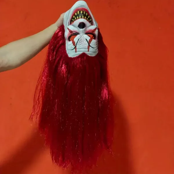 Masque de clown réaliste avec cheveux ondulés – latex effrayant pour Halloween
