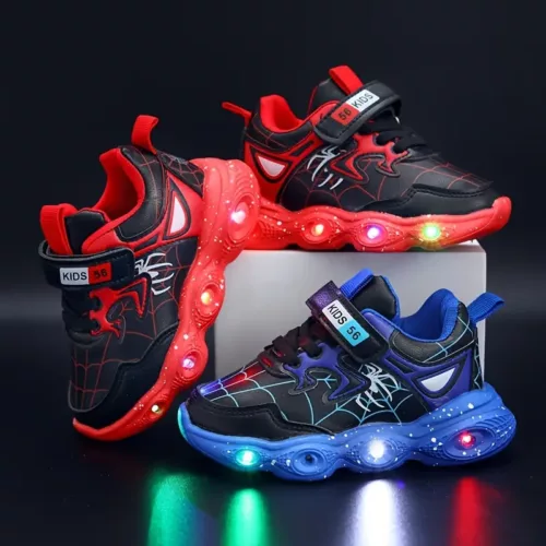 Baskets enfants LED lumineuses motif toile d’araignée – sport et loisirs