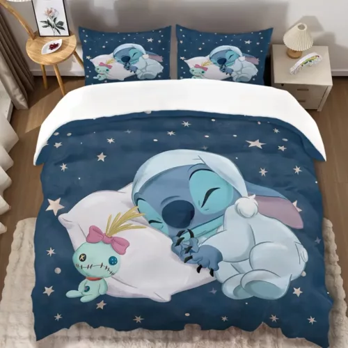 Parure de lit 3 pièces Lilo & Stitch – motif dessin animé doux et amusant