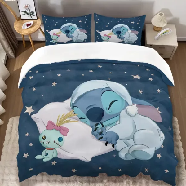 Parure de lit 3 pièces Lilo & Stitch – motif dessin animé doux et amusant