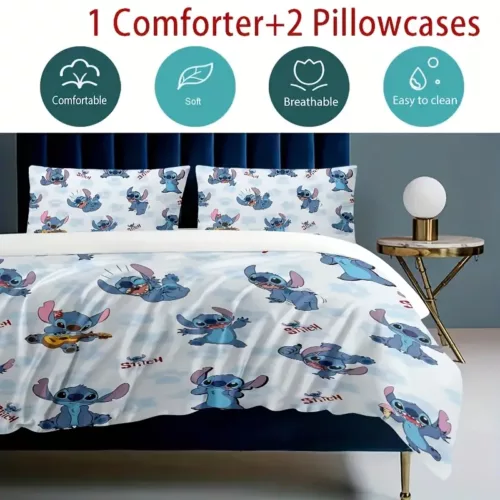 Parure de lit motif anime en polyester doux – housse de couette 2 ou 3 pièces