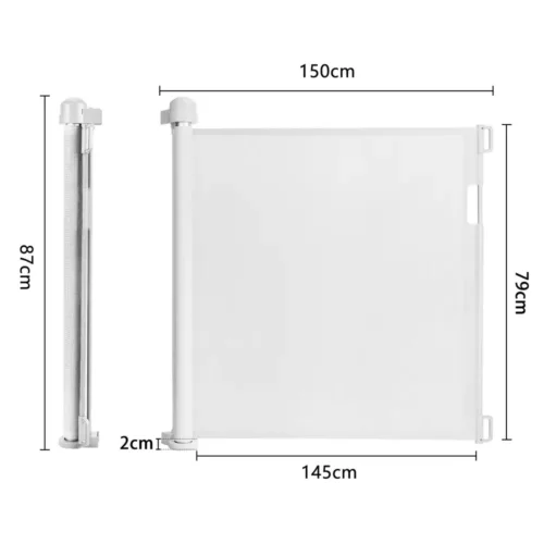 Barrière escalier rétractable en aluminium et PVC – sécurité enfant intérieur/extérieur