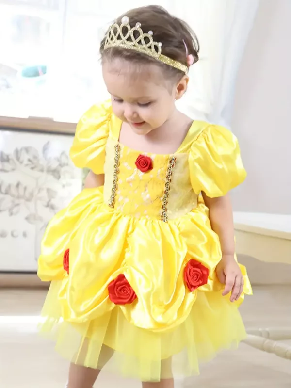 Robe bébé fille Halloween en tulle et dentelle florale 3D – look féerique