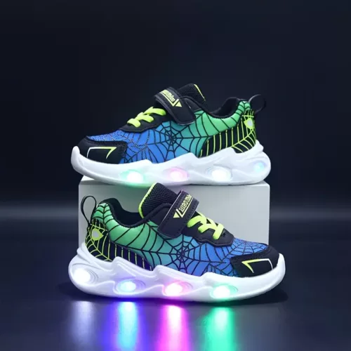 Baskets LED enfant en toile motif araignée – lumières intégrées rechargeables