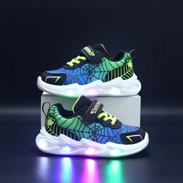 Baskets LED enfant en toile motif araignée – lumières intégrées rechargeables