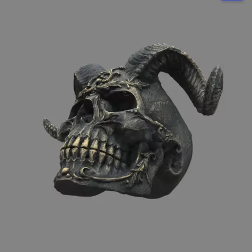Statue crâne décorative style gothique en résine – objet d’art macabre