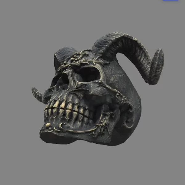 Statue crâne décorative style gothique en résine – objet d’art macabre
