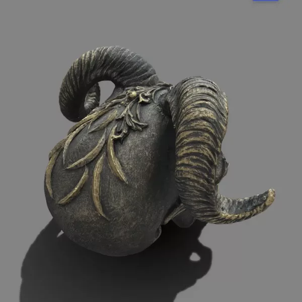 Statue crâne décorative style gothique en résine – objet d’art macabre