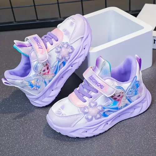 Baskets enfant avec lumières LED – motif princesse Elsa – confort printemps/automne