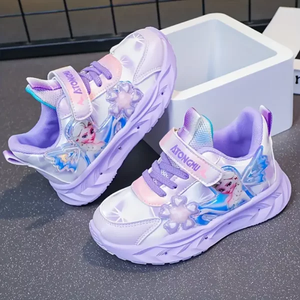 Baskets enfant avec lumières LED – motif princesse Elsa – confort printemps/automne