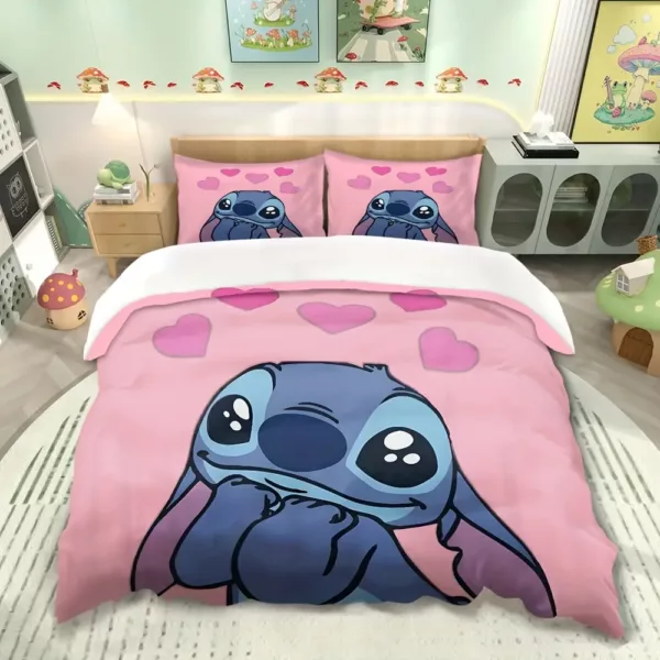 Parure de lit 3 pièces Lilo et Stitch – motif dessin animé doux et ludique