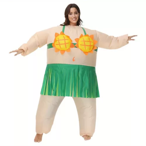 Costume gonflable de danse poisson drôle avec jupe hawaïenne – adulte unisexe