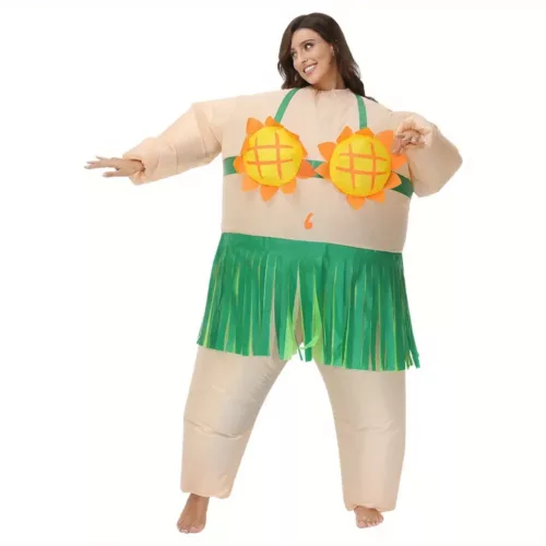 Costume gonflable de danse poisson drôle avec jupe hawaïenne – adulte unisexe