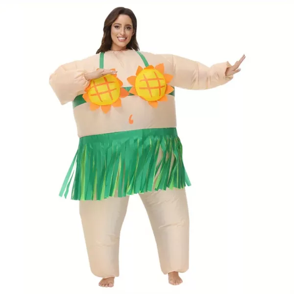 Costume gonflable de danse poisson drôle avec jupe hawaïenne – adulte unisexe