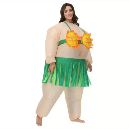 Costume gonflable de danse poisson drôle avec jupe hawaïenne – adulte unisexe