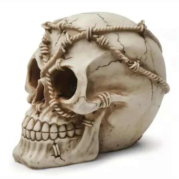 Sculpture crâne en résine artisanale – décoration gothique ou cabinet de curiosités