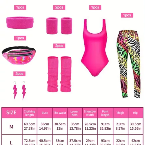 Déguisement années 80 femme complet – bandeau, sac banane et accessoires rétro