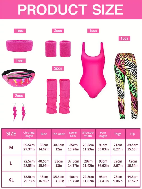 Déguisement années 80 femme complet – bandeau, sac banane et accessoires rétro