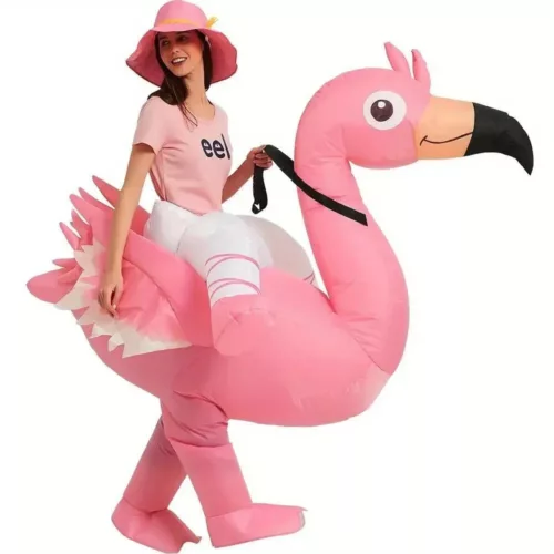 Costume gonflable flamant rose pour femme – déguisement original et fun