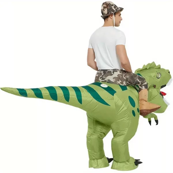 Costume dinosaure gonflable T-Rex adulte avec cavalier – effet réaliste