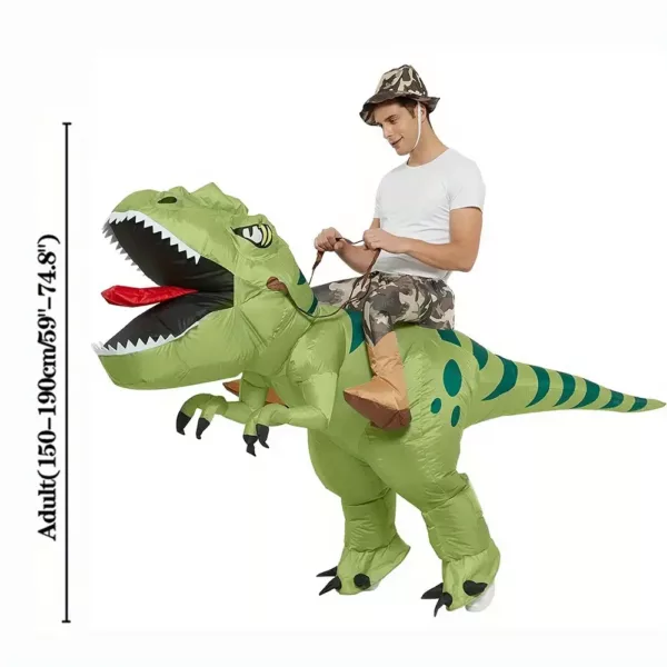 Costume dinosaure gonflable T-Rex adulte avec cavalier – effet réaliste