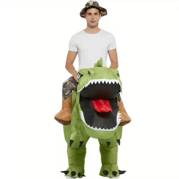 Costume dinosaure gonflable T-Rex adulte avec cavalier – effet réaliste