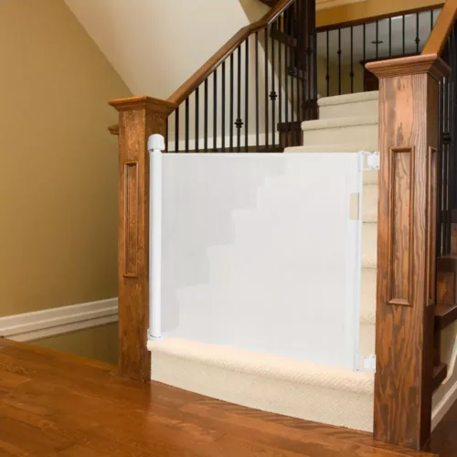 Barrière de sécurité extensible pour escalier et porte avec verrou de sécurité