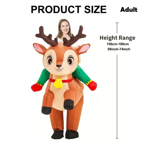 Costume gonflable renne adulte – déguisement drôle pour fêtes de Noël