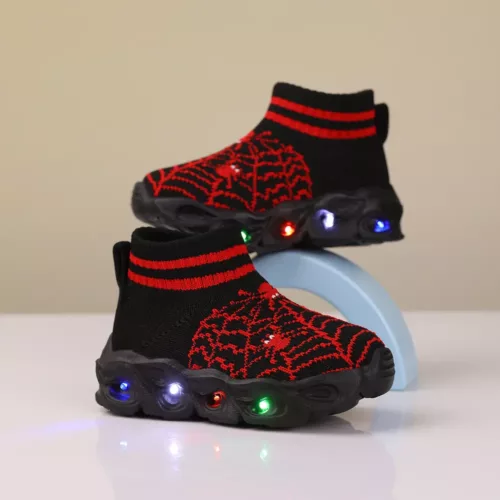 Baskets enfant à LED – tissu respirant, semelle EVA, faciles à enfiler