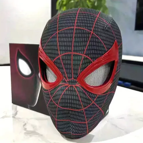 Masque Spider-Man Miles Morales avec yeux mobiles lumineux – Cosplay Halloween
