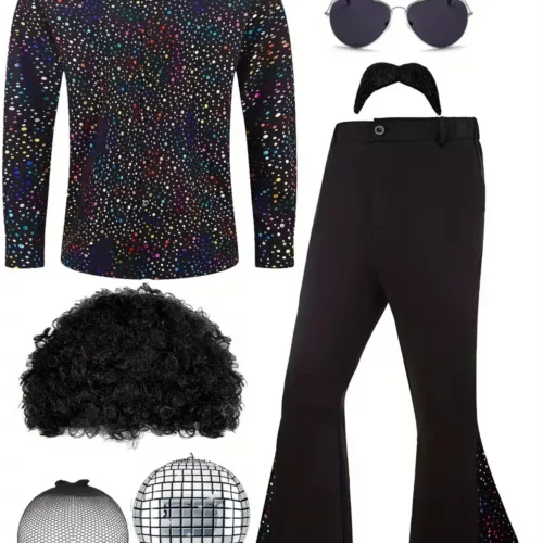 Déguisement rétro homme 8 pièces – costume années 80/90 avec accessoires