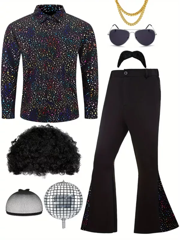 Déguisement rétro homme 8 pièces – costume années 80/90 avec accessoires