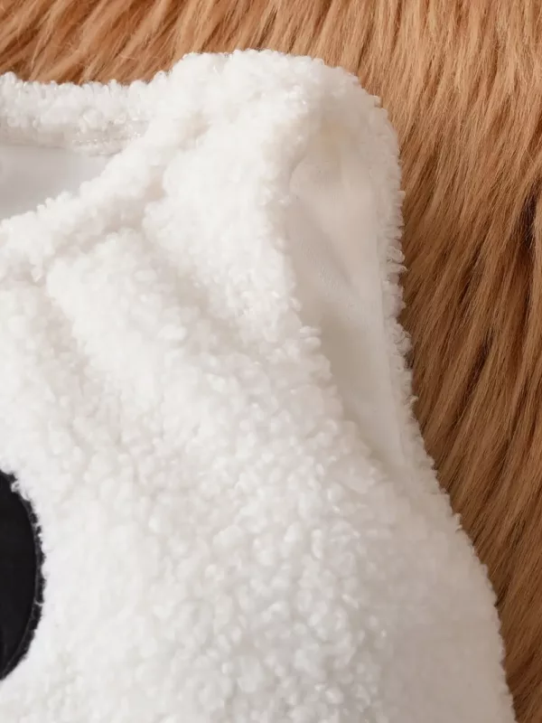 Ensemble bébé sans manches en peluche avec bonnet assorti – look photo adorable