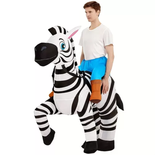 Costume gonflable adulte zèbre à rayures – déguisement humoristique réaliste