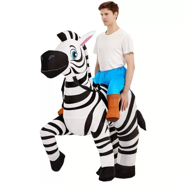 Déguisement zèbre gonflable adulte – combinaison rayée amusante pour soirée