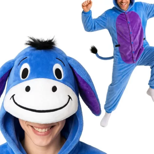 Pyjama kigurumi âne avec capuche et poches – déguisement doux type cosplay