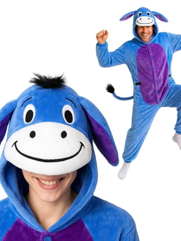 Pyjama kigurumi âne avec capuche et poches – déguisement doux type cosplay